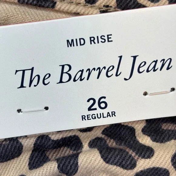 Abercrombie & Fitch The Barrel Jean Mid Rise Leopard Print Denim 26 Regular New - Picture 5 of 13
